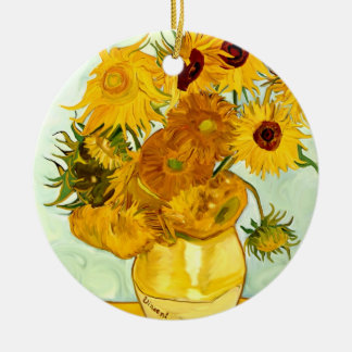 Ornamento De Cerâmica O girassol amarelo de Vincent van Gogh que pinta