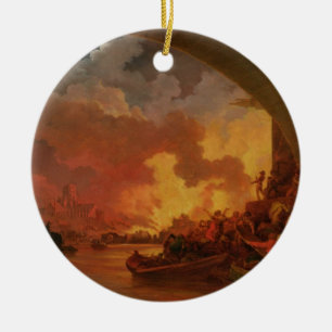 Ornamento De Cerâmica O grande fogo de Londres, c.1797 (óleo em canvas)
