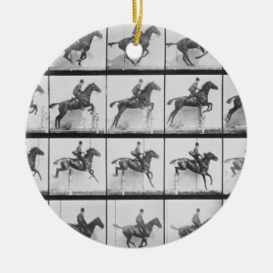 Ornamento De Cerâmica O homem e o cavalo que saltam uma cerca, chapeiam