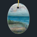 Ornamento De Cerâmica O indiano da cena de Beache balança a praia, arte<br><div class="desc">De " pintura acrílica da manhã do porto Scruggs" por Patricia Merewether.   Eu pintei este na casa de campo Fay de Roy,  porto de Scruggs,  indiano que as rochas encalham,  Florida.</div>