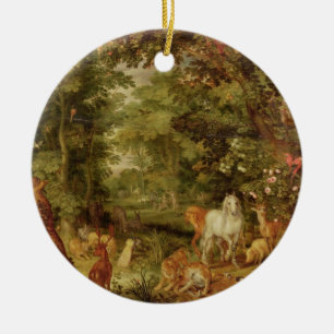 Ornamento De Cerâmica O Jardim do Éden; no fundo o Temptati