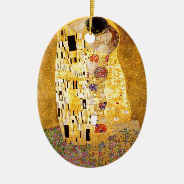 Ornamento De Cerâmica O Kiss Gustav Klimt (Frente)