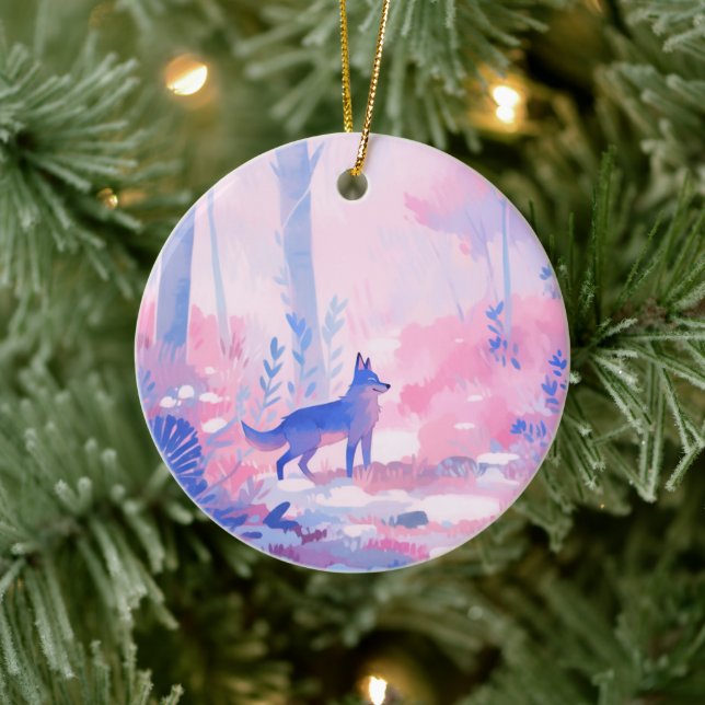 Ornamento De Cerâmica O Lobo na Neve (Árvore)