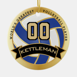 Ornamento De Cerâmica O maior jogador de voleibol do mundo, azul e branc