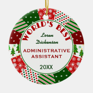 Ornamento De Cerâmica O melhor presente do Natal do Admin Asst