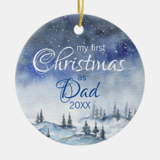 Ornamento De Cerâmica O meu primeiro Natal como Pai Ano da Aquarela de i