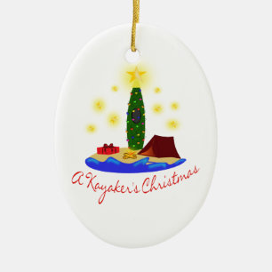 ORNAMENTO DE CERÂMICA O NATAL DO KAYAKER