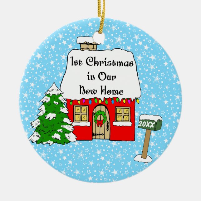 Ornamento De Cerâmica ø Natal em nossa casa nova (Frente)