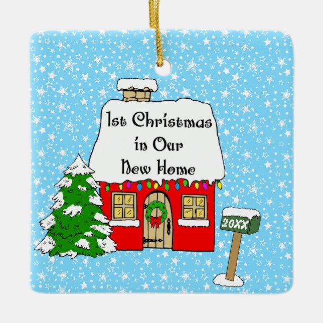 Ornamento De Cerâmica ø Natal em nossa casa nova (Frente)