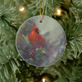 Ornamento De Cerâmica "O Natal Está Chegando" Cardinals