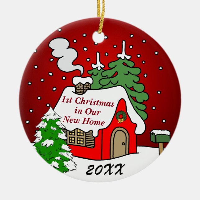 Ornamento De Cerâmica ø Natal na casa nova (Frente)