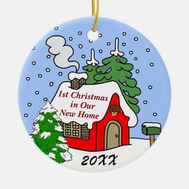 Ornamento De Cerâmica ø Natal na casa nova (Frente)