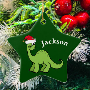Ornamento De Cerâmica O Natal verde caçoa o dinossauro