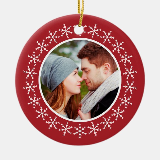 Ornamento De Cerâmica O nosso primeiro Natal como o Sr. Snowflake Orname (Frente)