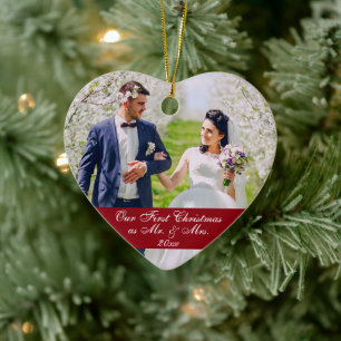 Ornamento De Cerâmica O nosso primeiro romance de casamento RB