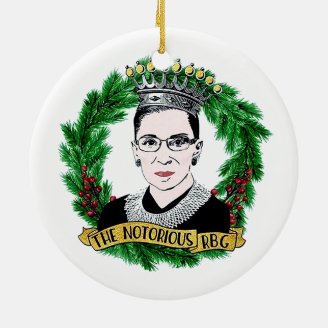 Ornamento De Cerâmica O notório Natal RBG Ruth Bader Ginsburg (Traseira)