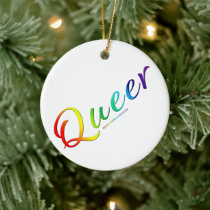 Ornamento De Cerâmica O orgulho estranho de SlipperyJoe colorido palavra