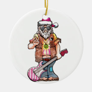 Ornamento De Cerâmica O papai noel do hippy diz "Yule legal "