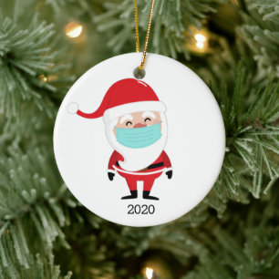 Ornamento De Cerâmica O Papai Noel Engraçado Vestindo o Femask 2020 Nat