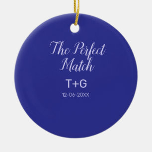 Ornamento De Cerâmica O par perfeito luxuoso azul real adicionar nome do