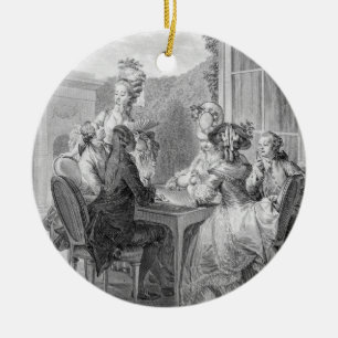 Ornamento De Cerâmica O partido de Whist, 1783, gravado por Jean Dambrun