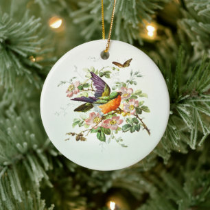 Ornamento De Cerâmica O pássaro e a borboleta, Natal