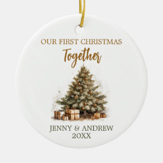 Ornamento De Cerâmica O pastel ensopa nosso primeiro Natal