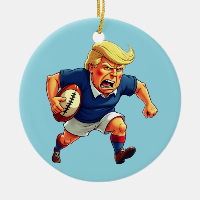 Ornamento De Cerâmica O Presidente Donald Trump joga rugby (Frente)