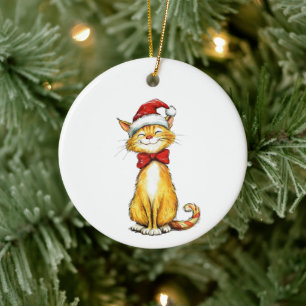 Ornamento De Cerâmica O primeiro Natal da Cat de Emergência em Fuere Hom