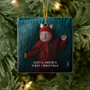 Ornamento De Cerâmica O Primeiro Natal do Bebê - Anúncio de Estatísticas