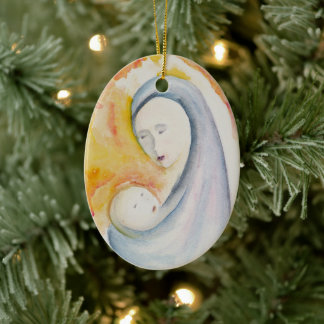 Ornamento De Cerâmica O Primeiro Natal do Bebê - Rosa Rosa Religioso