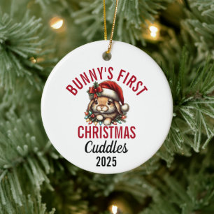 Ornamento De Cerâmica O Primeiro Natal do Bunny 2025