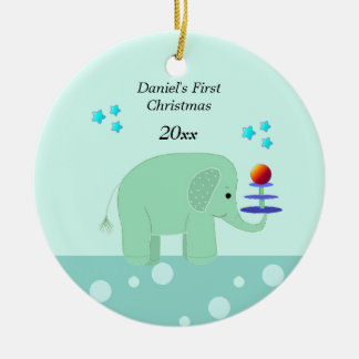 Ornamento De Cerâmica O Primeiro Natal do Elefante Baby