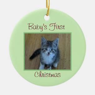 Ornamento De Cerâmica O Primeiro Natal do Kitten Baby