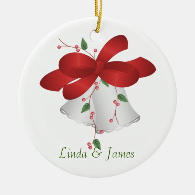 Ornamento De Cerâmica O primeiro Natal Ornament junto personalizado (Frente)