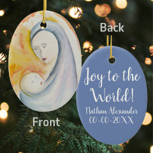 Ornamento De Cerâmica O primeiro Natal personalizado do bebê religioso
