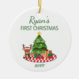 Ornamento De Cerâmica O Primeiro Reinado de Natal Cute