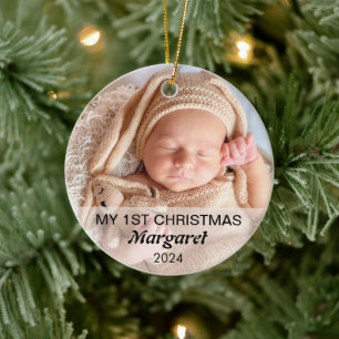 Ornamento De Cerâmica O Primeiro Script de Natal Moderno Elegante do Beb