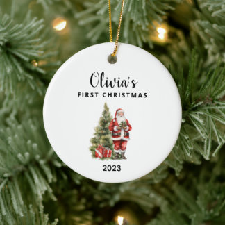 Ornamento De Cerâmica O Primeiro Segredo de Natal do Bebê Personalizado