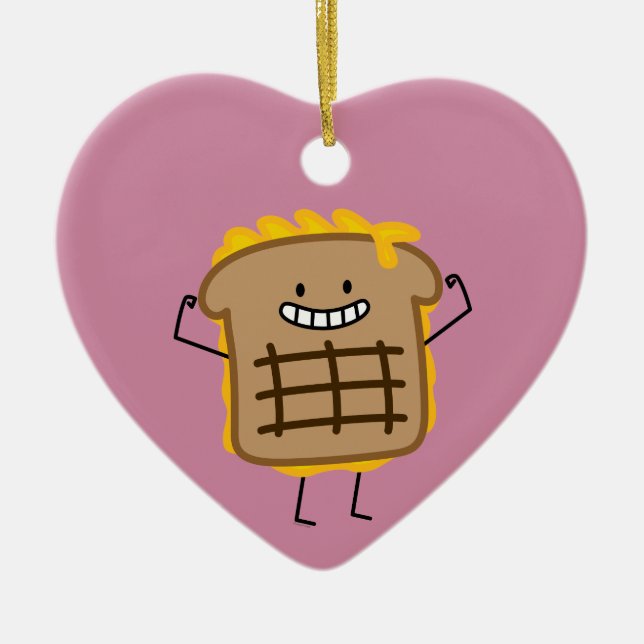 Ornamento De Cerâmica O queijo Cheddar grelhado do sanduíche do queijo (Frente)