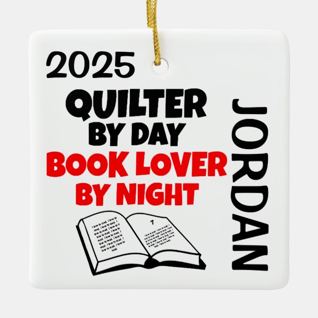 Ornamento De Cerâmica O Quilter adora Ler CLIENTE (Frente)