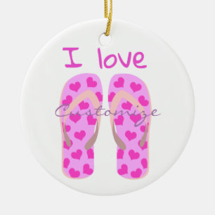 Ornamento De Cerâmica O rosa Flip-Flops Thunder_Cove