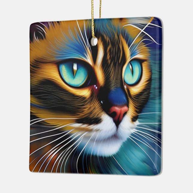 Ornamento De Cerâmica O rosto de um belo ponto de Lynx Siamese (Esquerda)