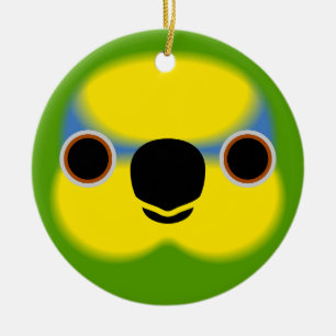 Ornamento De Cerâmica O rosto de uma amazônia de asa laranja