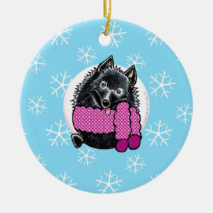 Ornamento De Cerâmica O Schipperke deixou-o nevar