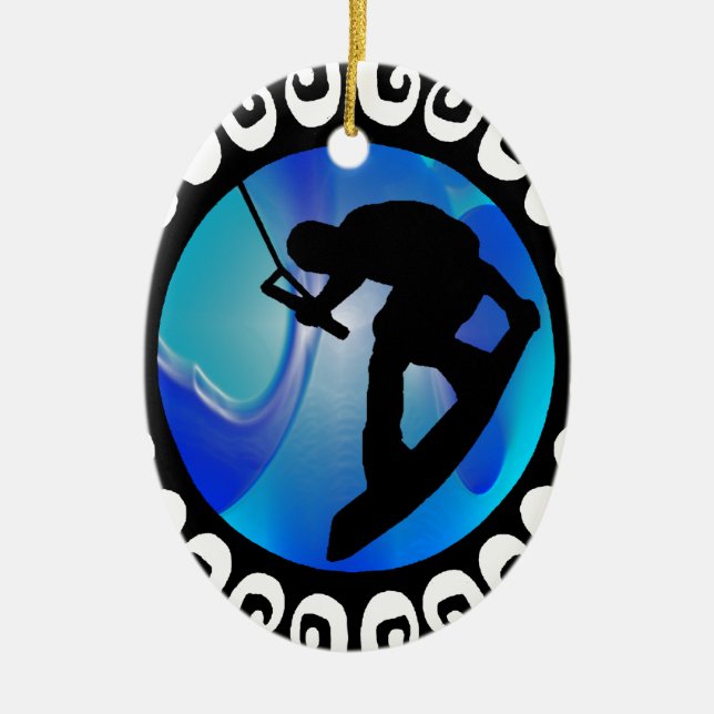 ORNAMENTO DE CERÂMICA O SENTIMENTO DE WAKEBOARD (Frente)