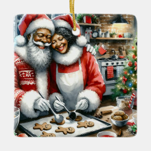 Ornamento De Cerâmica O Sr. e a Sra. Clause do Natal Fofo personalizados