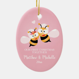 Ornamento De Cerâmica O Sr. E A Sra. Honey Bee Primeiro Natal Juntos