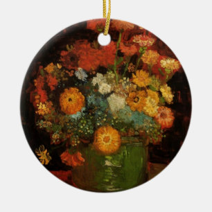 Ornamento De Cerâmica O vaso da pintura do vintage de Van Gogh floresce