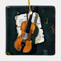 O velho violino, pintura de arte